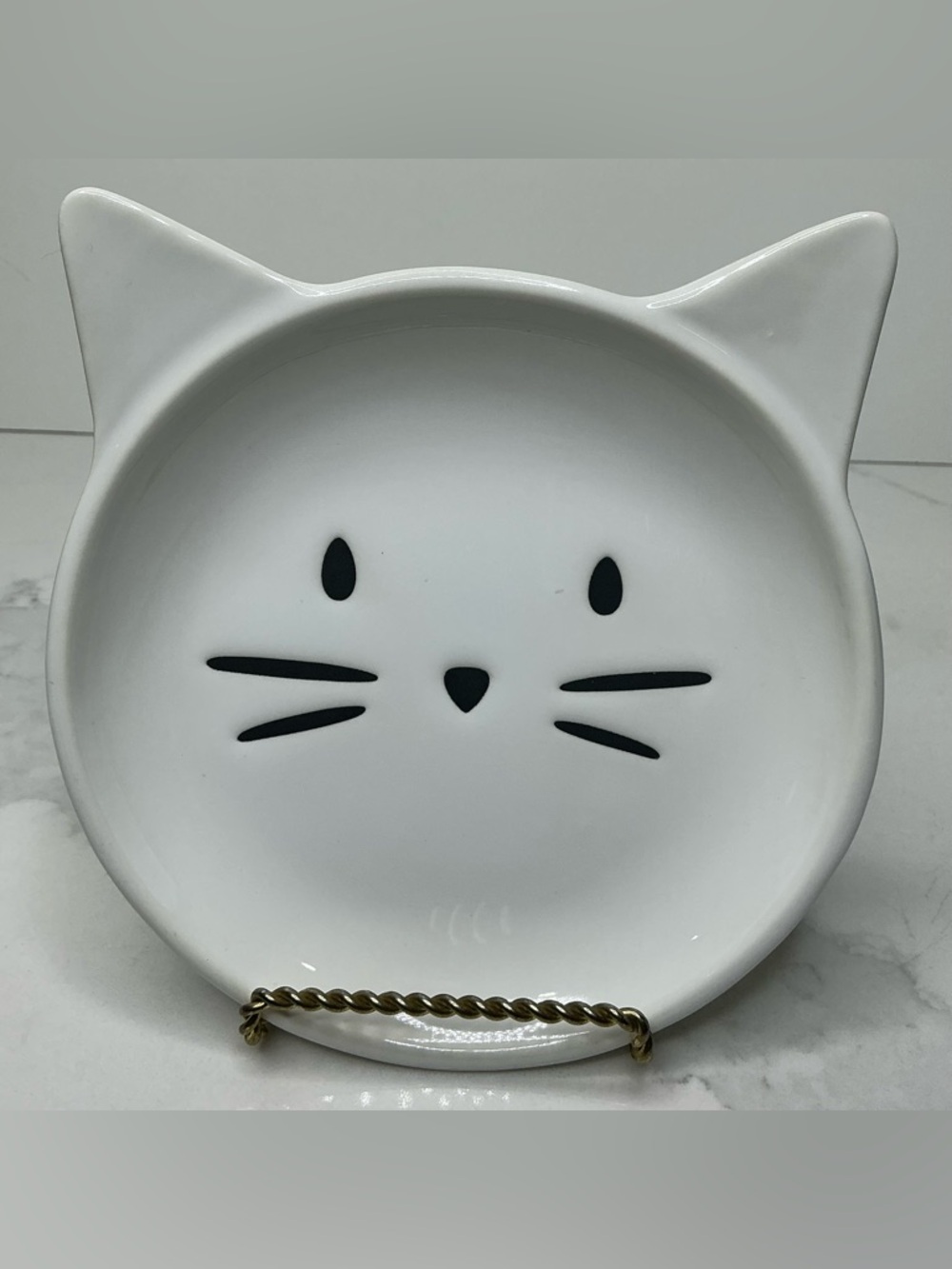 Signature Ceramic Bowl Cat Face Shaped Trinket Dish white New